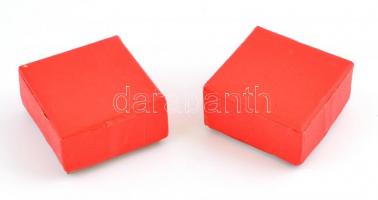 2 db orosz, zománcfestett kaviáros edényke, üveg betéttel, kiskanállal, eredeti dobozában 5 cm