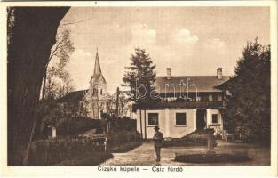 1931 Csízfürdő, Kúpele Cíz; nyaraló, szálloda, templom / villa, hotel, church