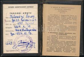 1954 Micsurin Agrártudományi Egyesület tagsági könyve