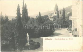 1905 Abbazia, Opatija; Schulerdenkmal und Kirche / monument, church. Orig.-A. Fr. Reincke 1678.