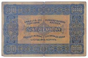 1923. 100.000K "F167 021829" sorszámmal "Orell Füssli Zürich" T:III- kis szakadá...