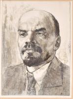 Veszprémi Endre (1925-): Lenin. Rézkarc, papír, jelzett, , üvegezett fa keretben, 39×28,5 cm