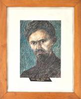 Orosz László (1928-2000): Petőfi. Kréta, papír, jelzés nélkül, feliratozott, fa keretben, 30×21,5 cm