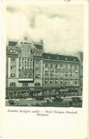 1929 Budapest V. Hotel Erzsébet királyné szálloda, automobil, üzletek. Egyetem utca 5. (EK)