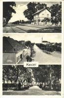 1933 Kecel, Vasútállomás, vonat, látkép, sétány. Szabolcs Testvérek kiadása (apró szakadás / tiny tear)