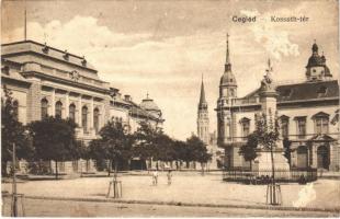 1917 Cegléd, Kossuth tér, Városháza, Révész üzlete. Vasúti Levelezőlapárusítás 2409. (felületi sérülés / surface damage)