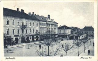 1929 Gyöngyös, Hanisz tér, Café Korzó kávéház, Grand Hotel Hungária szálloda, üzletek (EK)