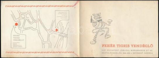 cca 1974 Fehér Tigris vendéglő reklám nyomtatványa