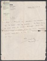 1943 Búvár tudományos folyóirat fejléces levele, az újság bélyegzésével, postai szelvénnyel