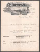 1894 A. Büttner & Co. nyomtatott fejléces levele, bélyegzéssel, német nyelven