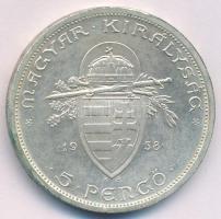 1938. 5P Ag "Szent István" T:2 patina Adamo P8.1
