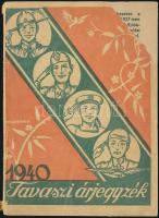 1940 Cserkészbolt árjegyzéke, címlap hiányos, 64p