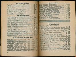 1940 Cserkészbolt árjegyzéke, címlap hiányos, 64p
