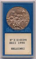 Finnország 1990. SUOMEN RAHAPAJA 1864-1989 (Finn Pénzverő) kétoldalas, vert Br emlékérem műanyag FIDEM XXII 1990 HELSINKI tokban (35mm) T:1
