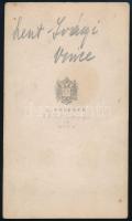 cca 1860 Szentiványi Vince díszmagyarban, keményhátú fotó Angerer műterméből, 10,5×6 cm