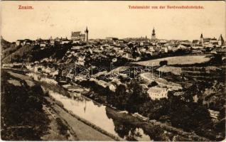 1917 Znojmo, Znaim; Totalansicht von der Nordwestbahnbrücke (Rb)