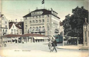 Zürich, Zürcherhof / hotel, tram, shops. A. Elsener 641. (fl)
