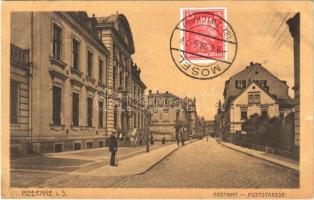 1928 Meerane, Postamt, Poststrasse, Meeraner Tageblatt / post office, street view, daily newspaper. TCV card (EK)
