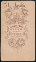 cca 1860 Petz Ilonka portréja, keményhátú fotó Borsos József pesti műterméből, 10,5×6 cm