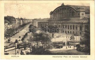 1926 Berlin, Askanischer Platz mit Anhalter Bahnhof / square, railway station, trams (EK)