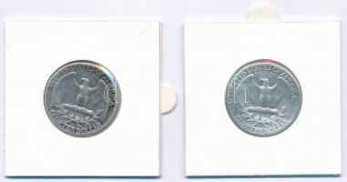 Amerikai Egyesült Államok 1952-1952D 1/4$ Ag "Washington" (2xklf) T:2- 
USA 1952-1952D 1/...