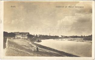 1928 Arad, Vedere pe Malul muresului / Maros-part, fürdőzők, strand / Mures riverbank, beach, bathers. photo
