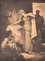 Liezen-Mayer Sándor (1839-1898) festménye után: Magyarországi Szent Erzsébet. Litográfia, papír, sérült, kartonra kasírozva. Jelzett a litográfián nyomtatva. 57,5x43 cm