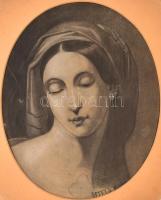 Detela F 18...jelzéssel: Női portré. Ceruza, szén, papír, sérült, 44x34 cm