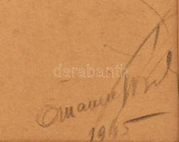 Emanuel Béla (1879-1976): Pirospozsgás kislány. Ceruza, papír, jelzett és datált (Emanuel Béla 1945)...