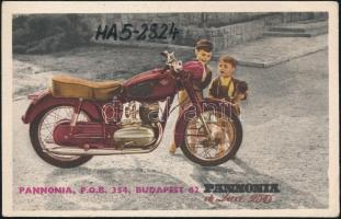 cca 1958 A Pannónia de Luxe 250 motorkerékpár rádióamatőr kártyán