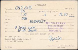 cca 1958 A Pannónia de Luxe 250 motorkerékpár rádióamatőr kártyán
