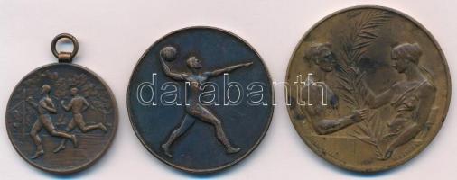 3xklf Br sportérem tétel, közte 1947. "MÁVAG" kézilabda Br sportérem (40mm) T:2,2-