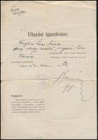 1914 Ungvár, Utazási igazolvány Ungvár-Karád közötti távolságra