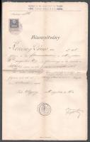 1910 Algyógy, Algyógyi m. kir. állami Gróf Kun Kocsárd székely földmíves Iskola által kiállított igazolvány