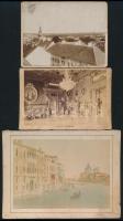 cca 1890 3 db keményhátú fotó, közte Velence, 7,5x11,5 cm és 9,5x13,5 cm közötti méretekben