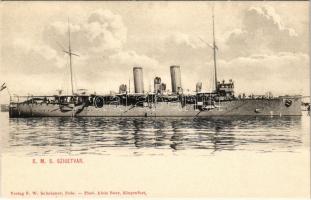 SMS Szigetvár az Osztrák-Magyar Haditengerészet Zenta-osztályú védett cirkálója / WWI Austro-Hungarian Navy K.u.K. Kriegsmarine SMS Szigetvár Zenta-class protected cruiser. Phot. Alois Beer