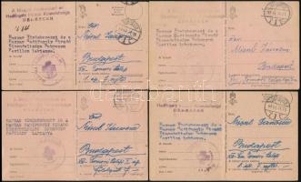 1948 Debrecen, Magyar Vöröskereszt és Magyar Hadifogoly Híradó 4 db levelezőlap