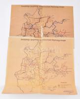 1978 Szombathelyi MÁV igazgatóság vonalhálózatának felépítményi korossági térképe, 5 db, 36×38 cm