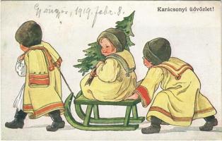1919 Karácsonyi üdvözlet! / Christmas greeting. Rotophot Nr. 6728-2. (EK)