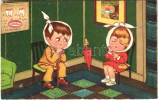 At the dentist. Children art postcard. Amag No. 0272.