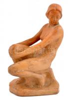 Gabay László (1897-1952): Art-deco ülő női akt, festett kerámia, sérült, jelzett (Gabay), m: 28 cm / Art-deco nude, ceramics figure
