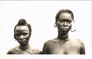 Bennszülött nők, Afraikai folklór., A.O.F. Femmes Manou / native women, hair style, African folklore, photo