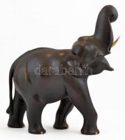 Indiai elefánt, vasfa, sérült, hiányos (egyik agyara hiányzik), m: 31,5 cm, h. 27 cm