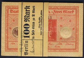Német Birodalom/Weimari Köztársaság 1920. 2M(50x)részletekben egymásutáni sorszámokkal, eredeti bankszalaggal átkötve! T:I