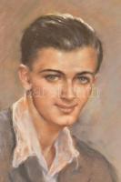 Fried Pál (1893-1955): Fiú portré. Pasztell, papír, jelzett  és datált (Fried Pál 1945). Díszes, üve...