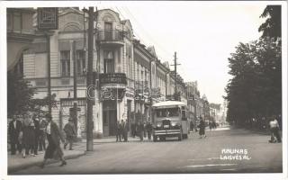 1934 Kaunas, Laisves Al. / street view, shops, autobus, bank. photo