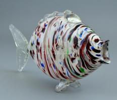 Muránói üveg váza, anyagában színezett, kis kopásnyomokkal, h: 32 cm