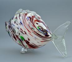 Muránói üveg váza, anyagában színezett, kis kopásnyomokkal, h: 32 cm