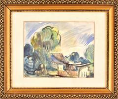 Kmetty János (1889-1975): Szentendrei részlet. Akvarell, papír, jelezve jobbra lent (Kmetty), lap kö...