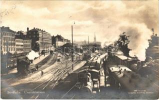 1930 Stockholm, Centralstationen / railway station, train, locomotive
